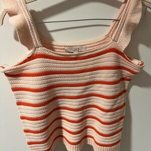 LOFT Orange and pink Ribbed Sleeveless Tank Top